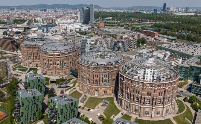 Gasometer u Beču, pogled iz ptičije perspektive