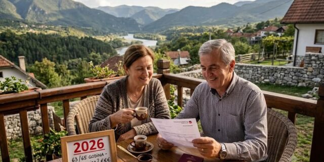 Penzioneri sede na terasi i piju kafu